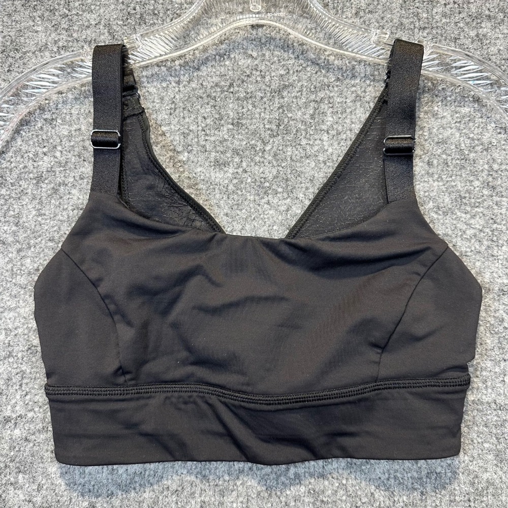 Lululemon Sports Bra Women 6 Black Mesh Back V-Neck Athletic Yoga Gym Wear